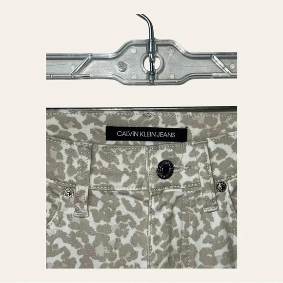 0196W. CALVIN‎ KELIN DENIM JEANS CREAM IN COLOR LEOPARD PRINT SIZE 26 SKINNY FIT - Picture 5 of 10